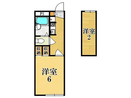 レオパレス 大徳A(1K/2階)の間取り写真