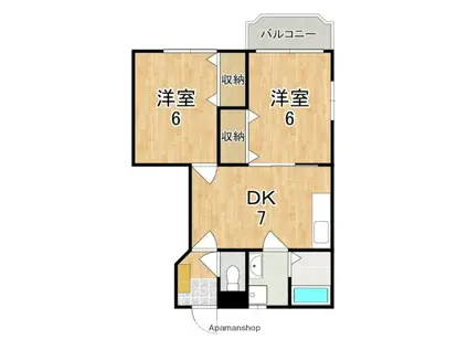 エクシージュI(2DK/1階)の間取り写真