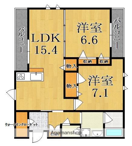 シャーメゾン フェリシード(2LDK/1階)の間取り写真