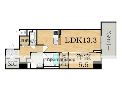 エレガント西大寺(1LDK/8階)の間取り写真