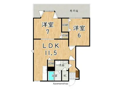 レスポワールC(2LDK/1階)の間取り写真