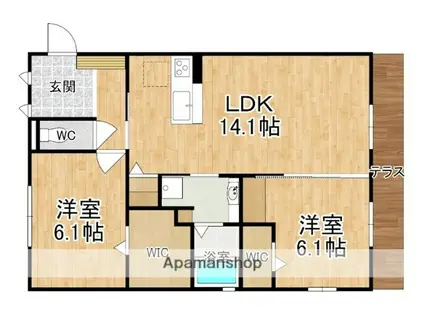 グランデ(2LDK/1階)の間取り写真