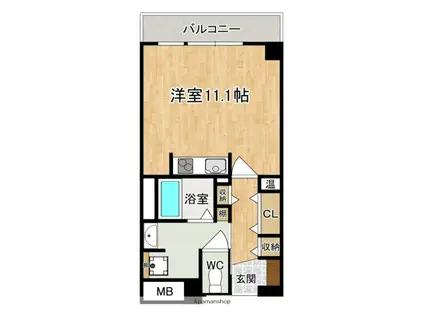 ベルアンジュ奈良(1K/5階)の間取り写真