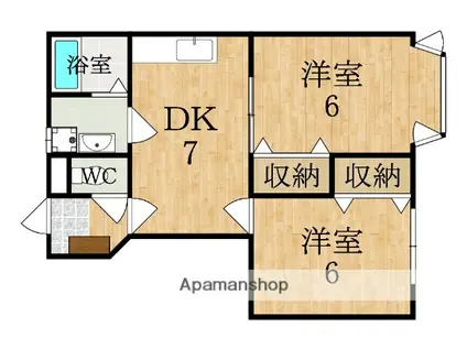 サン・イックス(2DK/1階)の間取り写真