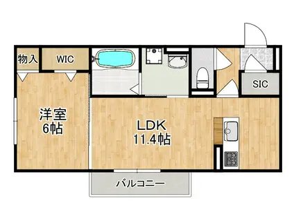 ジューンベリーガーデン(1LDK/2階)の間取り写真