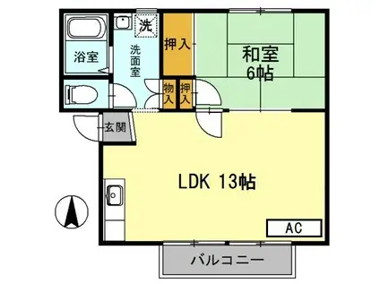 レジデンスボナールⅡ(1LDK/2階)の間取り写真