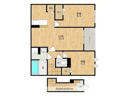 カーサ・リンドペローII(2LDK/2階)の間取り写真