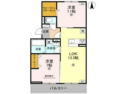 リシェエンファント(2LDK/3階)の間取り写真