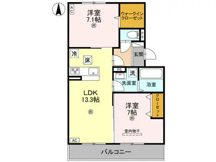 リシェエンファント(2LDK/1階)の間取り写真