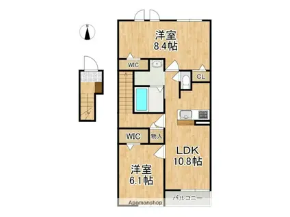 カリーノII(2LDK/2階)の間取り写真