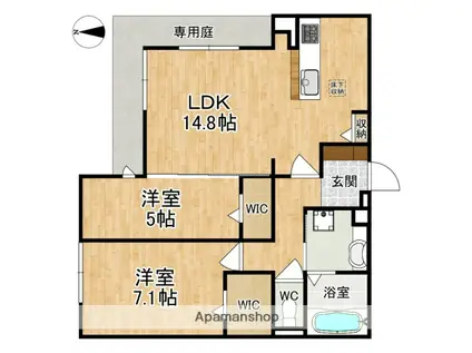 カサ・リチェル(2LDK/1階)の間取り写真