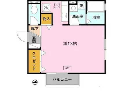 ロイヤルコートB棟(ワンルーム/1階)の間取り写真