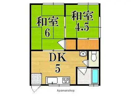 東生駒コーポ(2DK/2階)の間取り写真