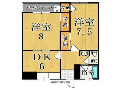 ハイツ平沼(2DK/2階)の間取り写真