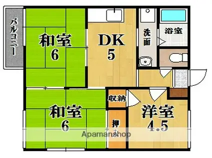 クリスタルパレス西ノ京(3DK/1階)の間取り写真