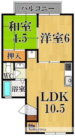 サンハイツ宝来(2LDK/1階)の間取り写真