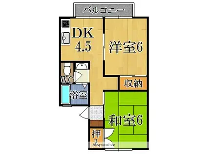 アルカディア離宮(2DK/1階)の間取り写真