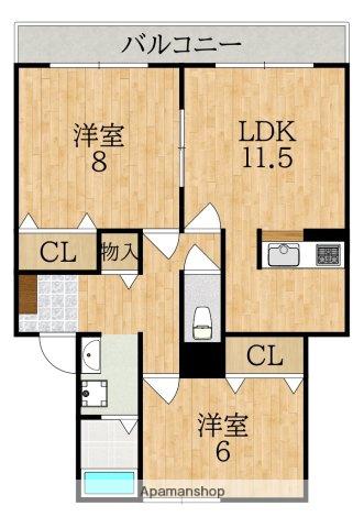 ファミーユ学園前(2LDK/2階)の間取り写真