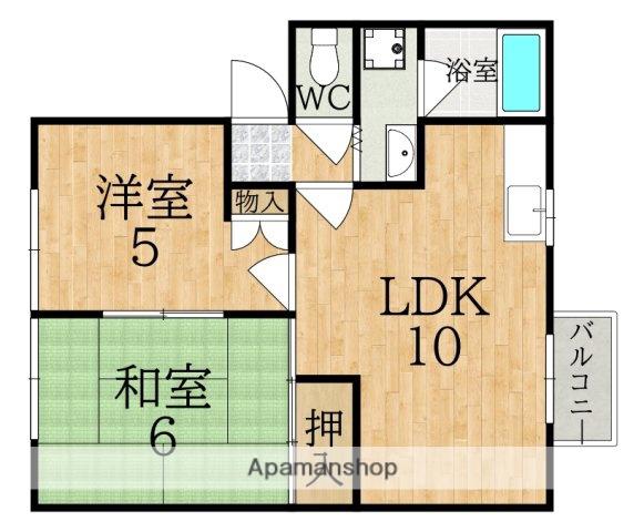 C&Y学園前(2LDK/1階)の間取り写真