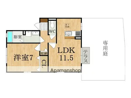 ラフィーネB(1LDK/1階)の間取り写真