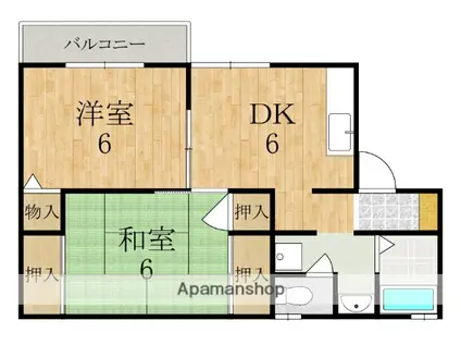 サン・リッチ(2DK/1階)の間取り写真