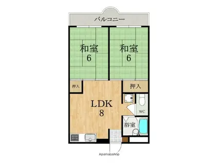 マンション城西(2DK/2階)の間取り写真