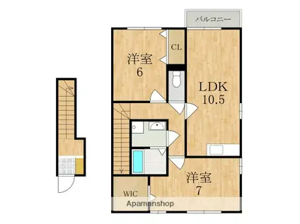 ハイツメビウスB棟(2LDK/2階)の間取り写真