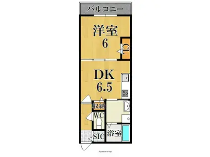 ミューズ秋篠(1DK/1階)の間取り写真