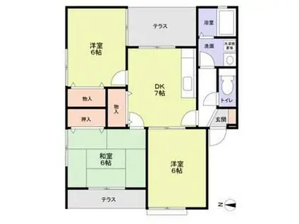 エステートピア・二階堂(3DK/1階)の間取り写真