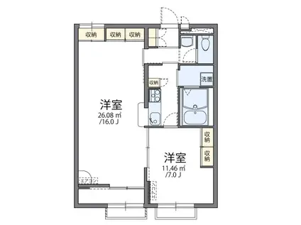 レオパレスヴィラージュE(1LDK/2階)の間取り写真