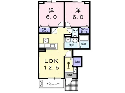 ガーデンハウスMU C棟(2LDK/1階)の間取り写真