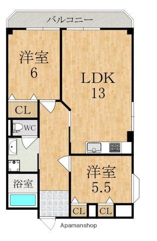 堀川ビル(2LDK/3階)の間取り写真