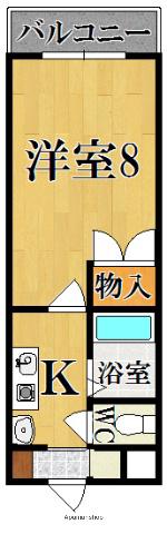マンション万葉3(1K/1階)の間取り写真