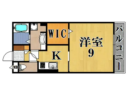 テレザート光台(1K/2階)の間取り写真