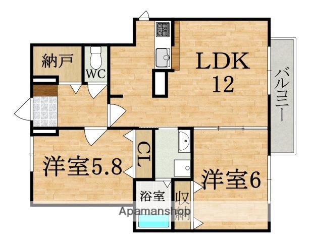 ハイフィールド(2LDK/1階)の間取り写真