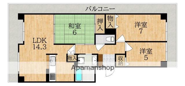 ヴィルヌーブ学園前Ⅱメヌエット(3LDK/6階)の間取り写真