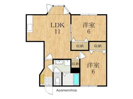 ソレイユ・二階堂A棟(2LDK/1階)の間取り写真