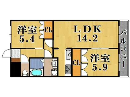 チェリーハウス(2LDK/2階)の間取り写真
