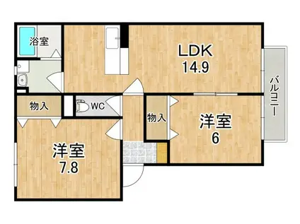 サテライト ミーホB(2LDK/1階)の間取り写真