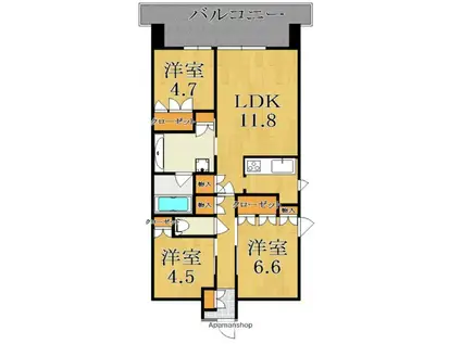 ローレルコート西大寺栄町(3LDK/11階)の間取り写真