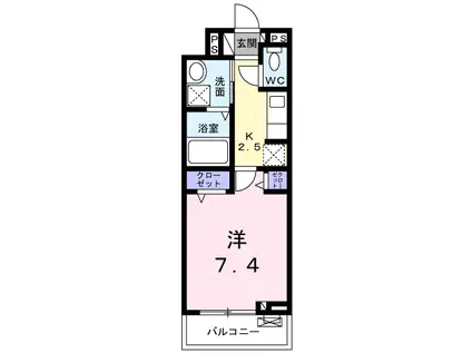 ガーデン・ヴィラ サンサン(1K/3階)の間取り写真