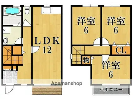 竜王テラスハウス(3LDK)の間取り写真