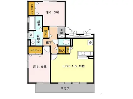 ベローチェ梅美台(3LDK/1階)の間取り写真
