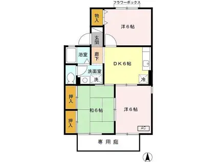 ヴィラージュA(3DK/1階)の間取り写真