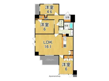 シエリア西大寺(3LDK/8階)の間取り写真