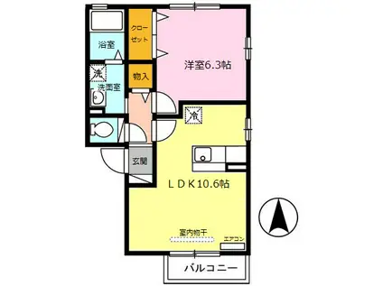 リビングタウン新大宮D(1LDK/1階)の間取り写真