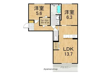 リジェールイースト(2LDK/1階)の間取り写真