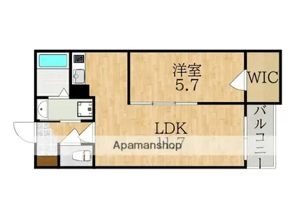 ジーメゾンあやめ池エルシアス(1LDK/3階)の間取り写真