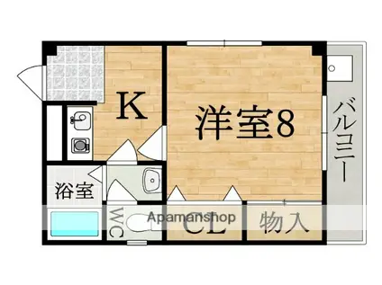 コーポもりおか(1K/2階)の間取り写真