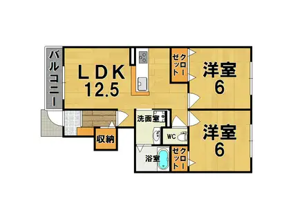 ガーデンハウスMU C棟(2LDK/1階)の間取り写真